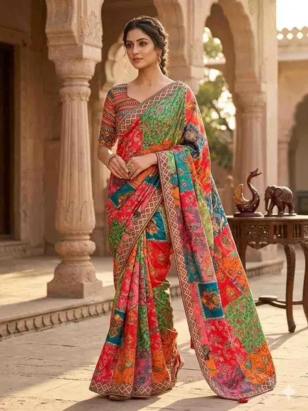 Kc 2105 Soft Chinon Printed Designer Party Wear Saree